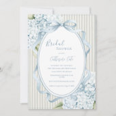 Invitation Hydrangeas Floraux Bleus Mariage Champêtre Vert Sa (Devant)