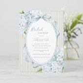 Invitation Hydrangeas Floraux Bleus Mariage Champêtre Vert Sa (Debout devant)