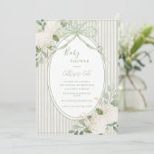 Invitation Hydrangeas Floraux Vert Sauge Bébé Fantaisiste I (Debout devant)
