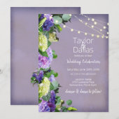 Invitation Hydrangeas Ivoire & Violet | Mariage Violet (Devant / Derrière)