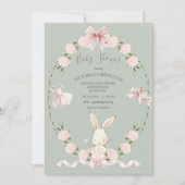 Invitation Hydrangeas Lapin Rose Sage Ballerine Bébé (Devant)