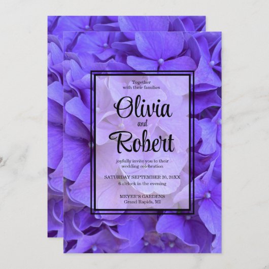 Invitation Hydrangeas Lavender lilas (Devant / Derrière)