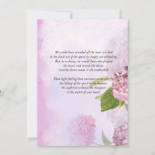 Invitation Hydrangeas rose Célébration de la vie funéraire (Dos)