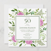 Invitation Hydrangeas roses 50 ans (Devant)