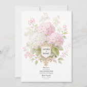 Invitation Hydrangeas Roses et Blanches Élégantes Mariage Or (Devant)