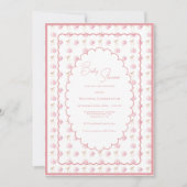 Invitation Hydrangeas roses et rubans Élégant Shower de bébé (Devant)