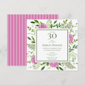 Invitation Hydrangeas roses pour 30e anniversaire (Devant / Derrière)
