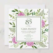 Invitation Hydrangeas roses pour 85e anniversaire (Devant)
