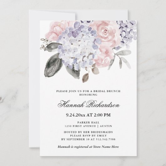 Invitation Hydrangeas vintages | Brunch nuptial (Devant)