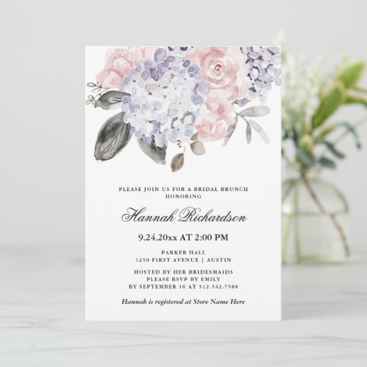 Invitation Hydrangeas vintages | Brunch nuptial (Debout devant)
