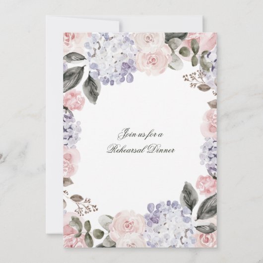 Invitation Hydrangeas vintages | Dîner de répétition (Dos)