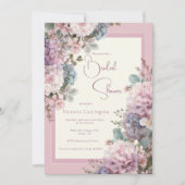 Invitation Hydrangeas Violettes Élégant Shower de Mariée (Devant)