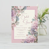Invitation Hydrangeas Violettes Élégant Shower de Mariée (Debout devant)