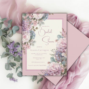 Invitation Hydrangeas Violettes Élégant Shower de Mariée