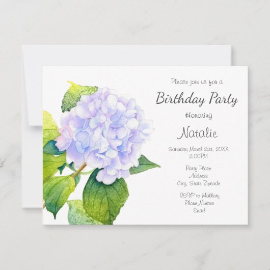 Invitation Hydrangée (Devant)