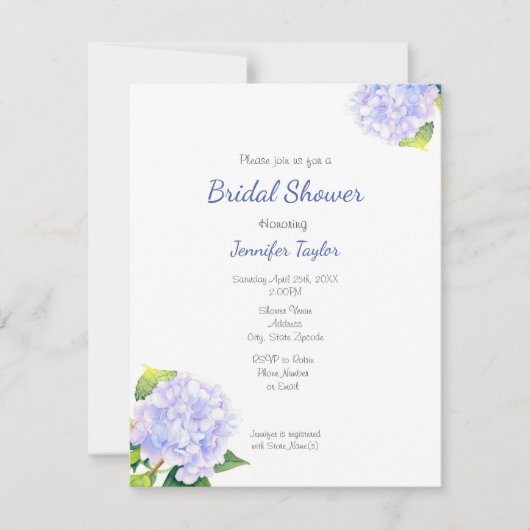 Invitation Hydrangée (Devant)