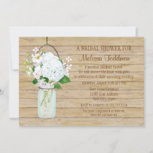 Invitation Hydrangée blanche Aquarelle Mason Fleurs de pot