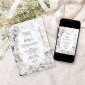 Invitation Hydrangée blanche Aquarelle Quinceanera Party