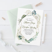 Invitation Hydrangée blanche et verdure Mariage Floral modern