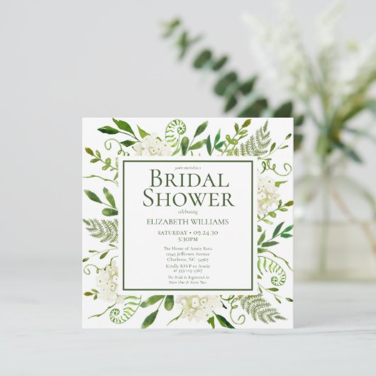 Invitation Hydrangée blanche Fête des mariées d'aquarelle flo (Debout devant)