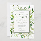 Invitation Hydrangée Blanche Floral Aquarelle Couples Douche (Devant)