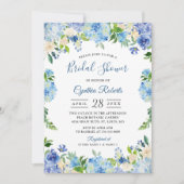 Invitation Hydrangée bleu clair Fête des mariées de couronne  (Devant)