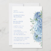 Invitation Hydrangée bleu moderne Aquarelle Mariage floral (Devant)