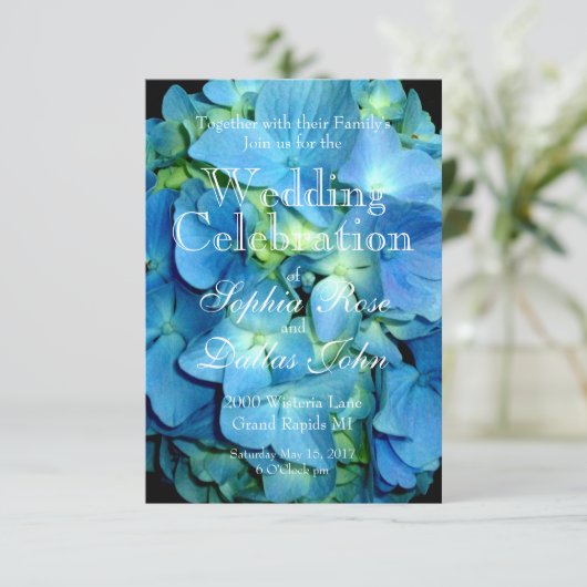Invitation Hydrangée bleue (Debout devant)