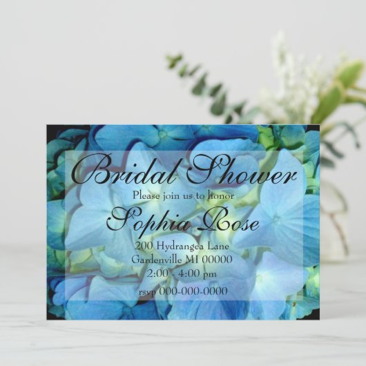 Invitation Hydrangée bleue (Debout devant)