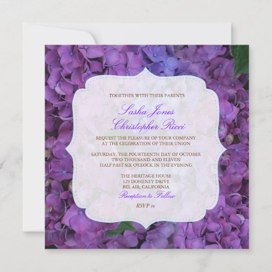 Invitation Hydrangée bleue de PixDezines (Dos)