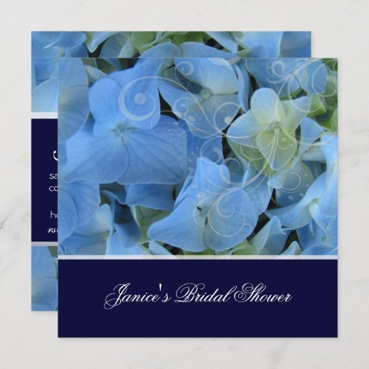 Invitation Hydrangée bleue/douche nuptiale romantique/mariage (Devant / Derrière)