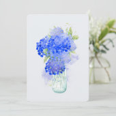 Invitation Hydrangee Fleur Aquarelle Bleu Vert Mariage (Debout devant)