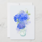 Invitation Hydrangee Fleur Aquarelle Bleu Vert Mariage (Devant)