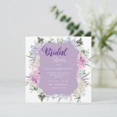 Invitation Hydrangée Florale Aquarelle Fête des mariées éléga (Debout devant)