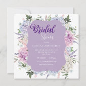 Invitation Hydrangée Florale Aquarelle Fête des mariées éléga (Devant)