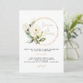 Invitation Hydrangée, Flore Blanche & Verdure, Or, Cadre (Debout devant)
