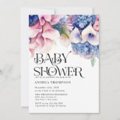 Invitation Hydrangée | Lilies Floral | Baby shower aquarelle (Devant)