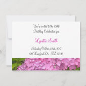 Invitation Hydrangée rose 90e anniversaire (Dos)