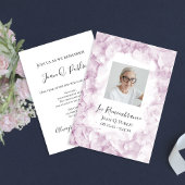 Invitation Hydrangée rose Aquarelle Anniversaire de mort