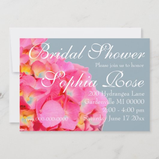 Invitation Hydrangée rose fleur rose rose rose floral (Devant)