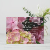 Invitation Hydrangée rose jaune rose vert Mariage (Debout devant)