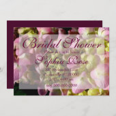 Invitation Hydrangée rose jaune rose vert Mariage (Devant / Derrière)
