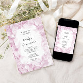 Invitation Hydrangée rose pâle Aquarelle Quinceanera Party