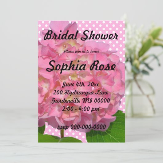 Invitation Hydrangée rose rose fleur rose (Debout devant)