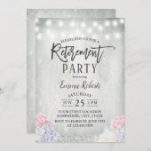 Invitation Hydrangée Rustique Floral String Lights Retirement (Devant / Derrière)