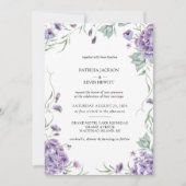 Invitation Hydrangée violette Aquarelle Mariage Floral (Devant)