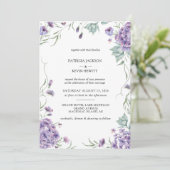 Invitation Hydrangée violette Aquarelle Mariage Floral (Debout devant)