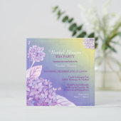 Invitation Hydrangée violette Fête des mariées Tea Party (Debout devant)