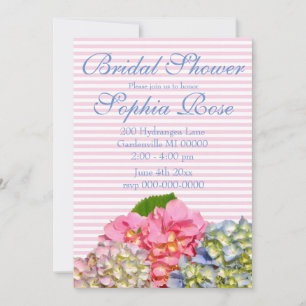 Invitation Hydrangées florales rose pâle bleu jaune vert