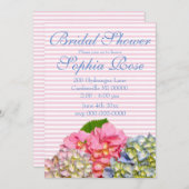 Invitation Hydrangées florales rose pâle bleu jaune vert (Devant / Derrière)